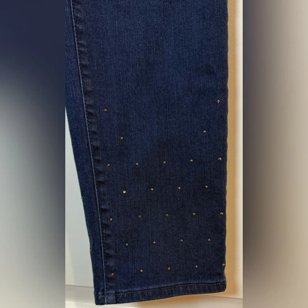 Talbots Women's Blue Jeans with Crystal Embellishment on Lower Legs of Jeans